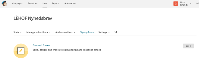 Mailchimp general forms