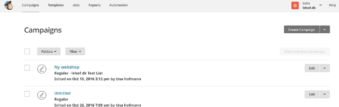 Klik på Signup forms for at opsætte velkomst email