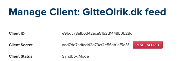 Alle oplysninger fra Instagram om dit Client ID